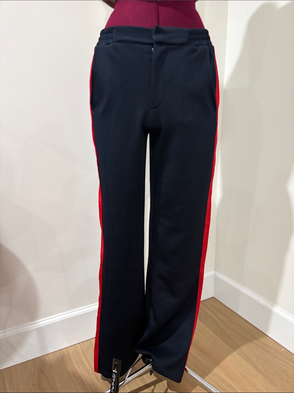 Women's Navy Sweatpants with Red Side Stripes